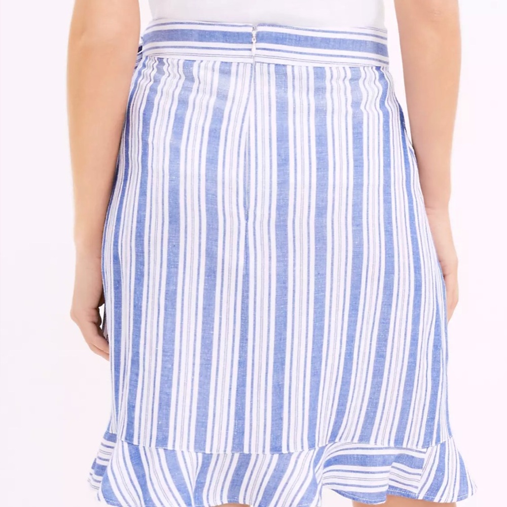 NWT * Loft striped blue and white wrapped skirt size 14